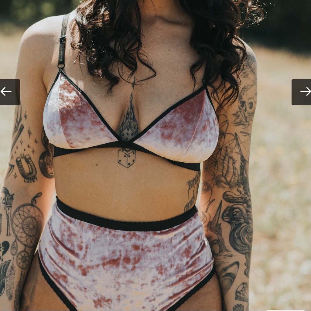 Velvet Brief And Bralette - Rose Quartz